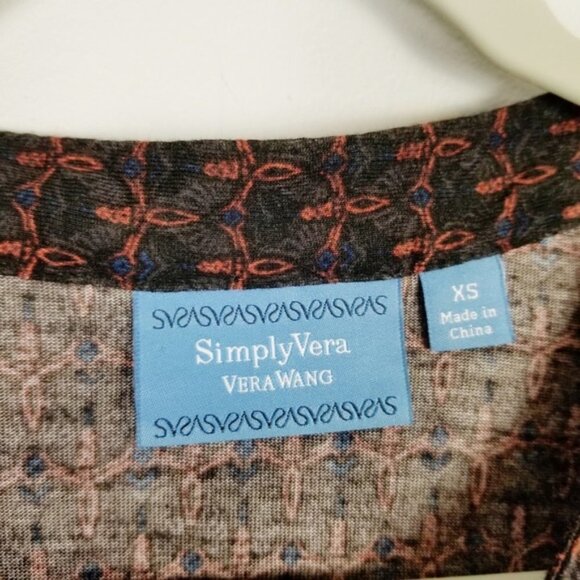 Simply Vera Vera Wang V-Neck Hi-Lo Blouse Women's XS Sheer Long Sleeve - Picture 2 of 8